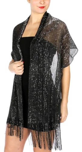 SERENITA Evening Shawl Wrap for Dress. Large Metallic Wedding Bridal Party Fishnet Soft Scarf