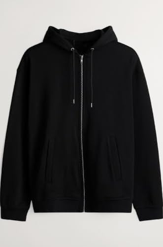 Solid Regular Fit Zipper Sweatshirt Fleece Fabric Long Sleeves Kangaroo Pocket Jacket for Men's