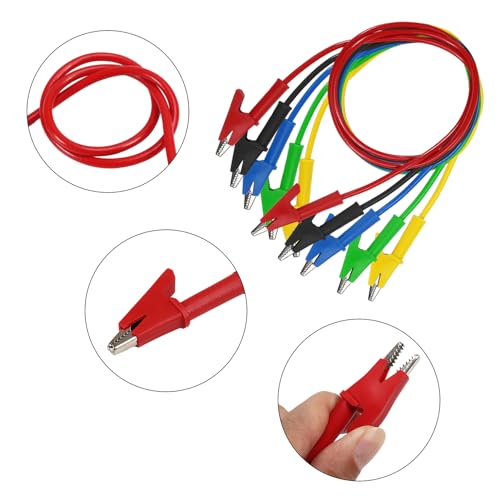 Image of ACEIRMC 5PCS Alligator Clips Test Leads Dual Ended Crocodile Wire Cable with Insulators Clips Test Flexible Copper Cable for Electrical Testing 3.3ft /1m