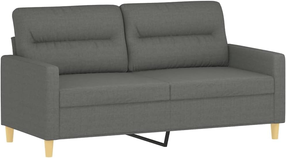 Sofa Set Dark Grey Polyester 2-Seater Sofa Set Rectangular Living Room Furniture