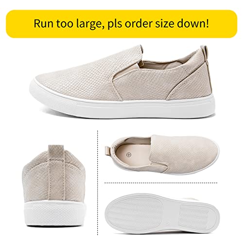 Adokoo Womens Slip On Shoes Fashion Pu Leather Sneaker Casual Walking Shoes(Pu Taupe.us10) #TOP2