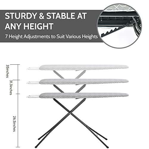 Apexchaser Ironing Board,Extra Thick Heat Resistant Cover,Full Size Iron Board With Iron Rest,Height Adjustable, Foldable Ironing Board,Heavy Sturdy Metal Legs Iron 49X13 Grey #TOP1