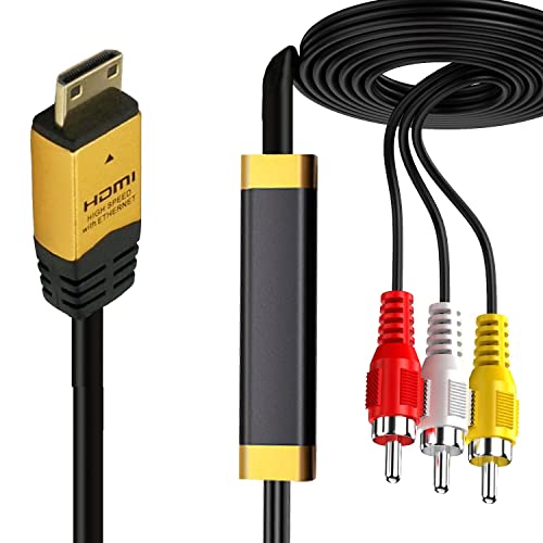 Mini HDMI to RCA Cable 6FT with IC, HDMI Male to 3-RCA AV Cable Video ...