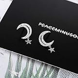 HHRLCHX para Mujer, Pendientes Estrella Luna Diamante Moda otoño e Invierno niña Simple corazón joyería, Bandeja,