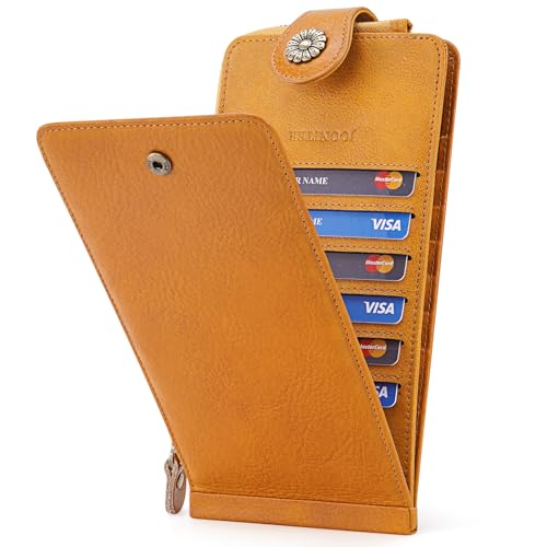 Wallet Women Genuine Leather RFID Blocking Wallets Bifold Credit Card Holder Organizer Zipper Slim Wallet For Women(yellow)