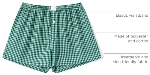 Image of Women Y2k Pajamas Shorts Micro Button Boxers Elastic Waist Cute Pj Bottoms Summer Plaid Lounge Short