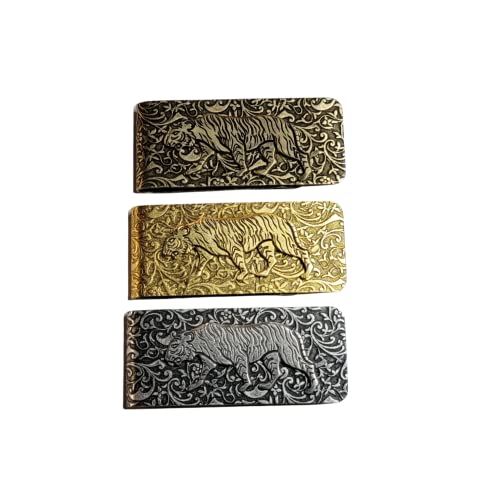 Handmade Embossed Brass Tiger Money Clip