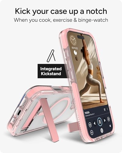 Image of ZAGG Santa Cruz Snap Case with Kickstand for iPhone 17 - Pink Sorbet, Drop Protection (13ft /4m), MagSafe Charging Compatible, ClearGuard Anti-Yellowing Technology, Scratch Resistant Phone Case