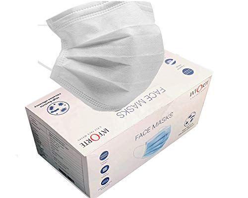 Image of La' Forte Disposable 3-Layer Face Masks Thick with Elastic Ear Loop, Anti-Dust, 50, White