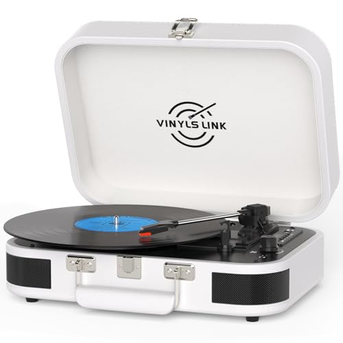 Vinyl Record Player 3 Speed Bluetooth Turntable Belt Drive LP Play Portable Suitcase Record Player Built-in Speaker with EQ Mode USB Recording RCA Output/AUX Input Headphone Jack White - Les Beatles, Paul McCartney, John Lennon, RIngo Starr, George Harrison Vinyl Record Player 3 Speed Bluetooth Turntable Belt Drive LP Play Portable Suitcase Record Player Built-in Speaker with EQ Mode USB Recording RCA Output/AUX Input Headphone Jack White