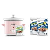 [Bundle Group] KOOC Slow Cooker 2-Quart (with 5 Bonus Free Liners) + Additional 2 Pack of 20 Liners for Easy Clean-up, Upgraded Pot, Adjustable Temp