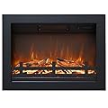 Rodalflame 23.7" W Electric Fireplace Insert with 4 Adjustable Brightness Flames & Overheat Protection, 750/1500W, Black