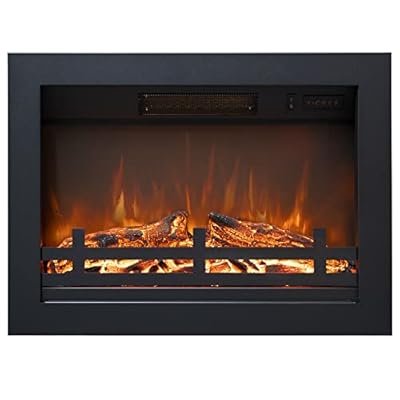 Rodalflame 23.7" W Electric Fireplace Insert with 4 Adjustable Brightness Flames & Overheat Protection, 750/1500W, Black