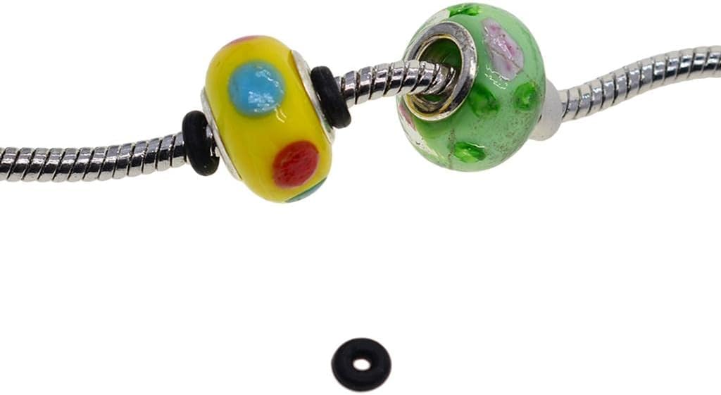 Enakshi® 6x100 Pieces Silicone Rubber Stoppers for Chain Charm Bracelets Black + Clear|Crafts | Beads & Jewelry Making | Beads