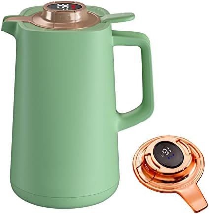 Thermal Coffee Carafe, Double vacuum glass lined thermos pot, and Coffee Dispenser, Tea kettle, teapot, thermal insulation kettle, coffee pot,Keeping Hot For 24 Hours,1.5 Liter / 50oz, (GREEN)