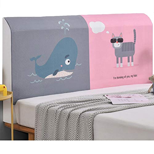 CHENGH Headboard Bed Cover All-inclusive European Bedspreads Dustproof Soft Cover Slipcover Protector Stretch Washable Bedside Cover,Pink-180X65cm