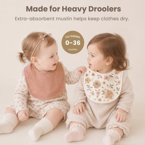 Image of Konssy 8-Pack Muslin Baby Bibs, Adjustable Fit for Drooling and Teething