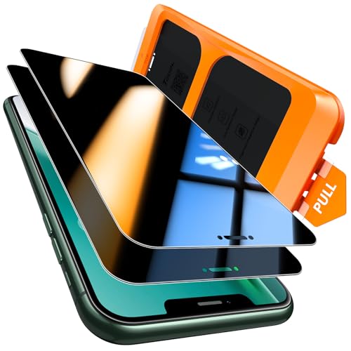 Image of TOCOL for iPhone 11 Pro Privacy Screen Protector 9H Hardness Military Grade Shatterproof HD Tempered Glass Full Coverage Easy Installation Case Friendly 2 Pack