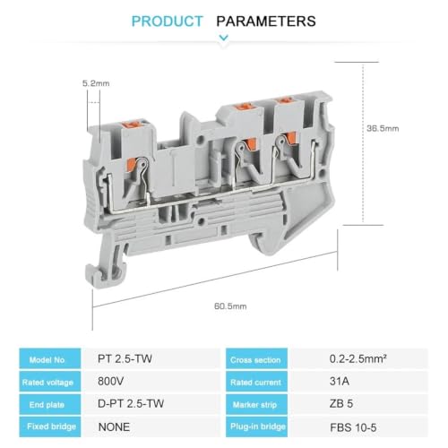 Conector PT2.5-TW Twin para solucionar espacios reducidos en carril Din de 3 vías 3