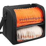 Yeyeplum Large Hat Bag for Baseball Caps Black, Organizer Bag for Traveling and Moving, Portable 2 Layer Hat Storage Carrier Holds 20-24 Caps Oxford Fabric Deal for Travel, Moving and Home Storage
