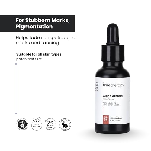 Image of The True Therapy 2% Alpha Arbutin Serum - Helps Reduce Pigmentation, Dark Spots, Blemishes, Acne Marks & Tanning - Citrus Limon Extract - 30 ml