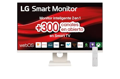 LG 27SR50F-B, Smart Monitor MyView, 27', Pantalla IPS, Full HD 1920x1080, IPS, (16:9), webOS23, 250 nits, Sin Mando ni Cámara, Inclinación Ajustable, Negro