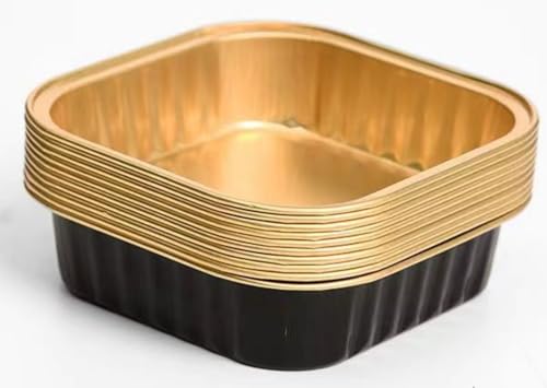 Cool Well カップケーキカップ ベーキングカップ アルミ ホイル カップ アルミカップ チョコ マフィンカップ プリンカップ 蓋付き 100個 四角形 耐熱性 耐寒性 使い捨てカップケーラメキン デザートケーキ プリン 結婚式 誕生日パーティー用