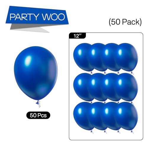 Image of PartyWoo Royal Blue Balloons 50pcs Dark Blue Latex Helium Balloons 12 Inch