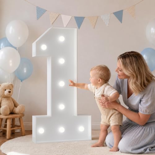 Image of Marquee Numbers 3 Feet Tall, Cool White Light Up Numbers 6 for Party