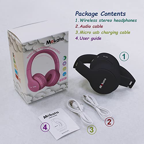 Mokata Headphones Bluetooth Wireless/Wired Kids Volume Limited 85/110Db Over Ear Foldable Noise Protection Headset With Aux 3.5Mm Mic For Boys Girls Child Travel School Cellphone Pad Tablet Pc Black #TOP7