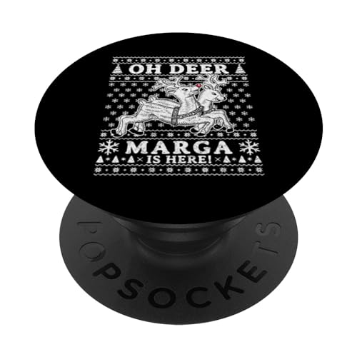 Oh Deer - Marga Is Here Ugly Christmas PopSockets Swappable PopGrip, Black