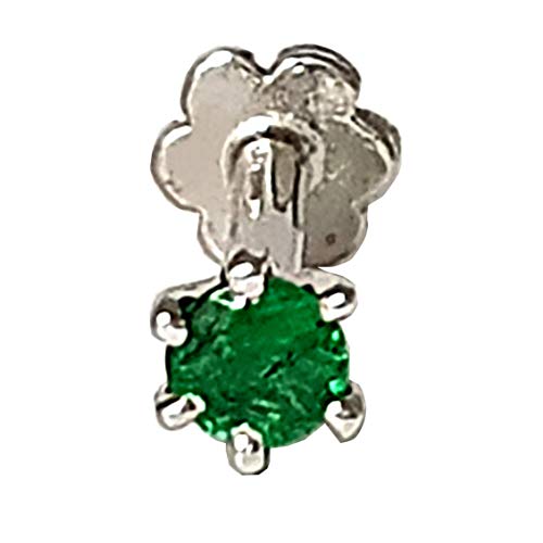 Diwani 14k Gold 3.0mm Natural Emerald Gemstone Engagement Wedding Nose Lip Labret Monroe Body Piercing Ring Stud Pin Screw (0.120 Cents, Color- Green) 18 Gauge thick 8.0mm Length Screw back Post