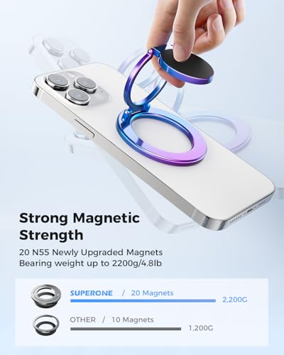 Image of SUPERONE Dual-Sided Magnetic Ring Holder, Colorful Gym Phone Grip Kickstand