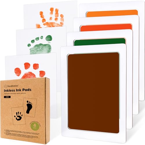 Image of 4-Pack Inkless Baby Hand and Footprint Kit - Mess Free Ink Pad for Newborn Keepsake, Dog Nose & Paw Print Kit, Clean Touch Ink Pad for Baby Hand & Footprints, Ideal New Mom Gifts (Autumn, L)