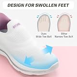ODCKOI Slip on damskie buty sportowe, wygodne, oddychające, do chodzenia, lekkie, do joggingu, fitnessu, biały, 38 EU