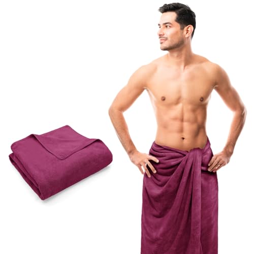 Image of Sassoon Venir Microfiber 1 Piece Men Bath Towel 450 GSM (80x160cm, Chestnut Color) Ultra Soft Material, Towel for Daily use