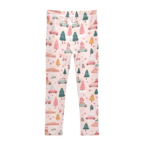 KLL Car Christmas Tree Pink Girls Cotton Leggings Fashion High Waisted Sweatpants Exercise2