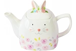 Cute Rabbit Ceramic Teapot, 21 Oz Watter Pot, Flower Teapot