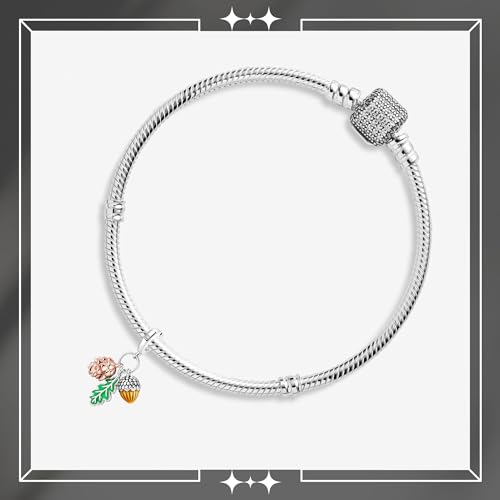 Autumn Pinecone Charm, Oak Leaf Charm, 925 Sterling Silver, Gift For Women, Friends, Family, Compatible To Pandora2