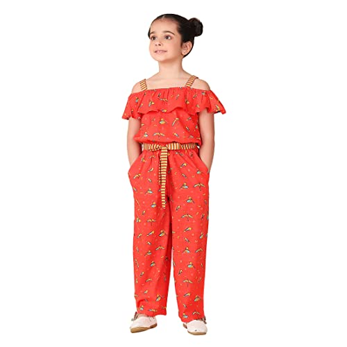Image of Fabindia Teal Cotton Printed Jumpsuit