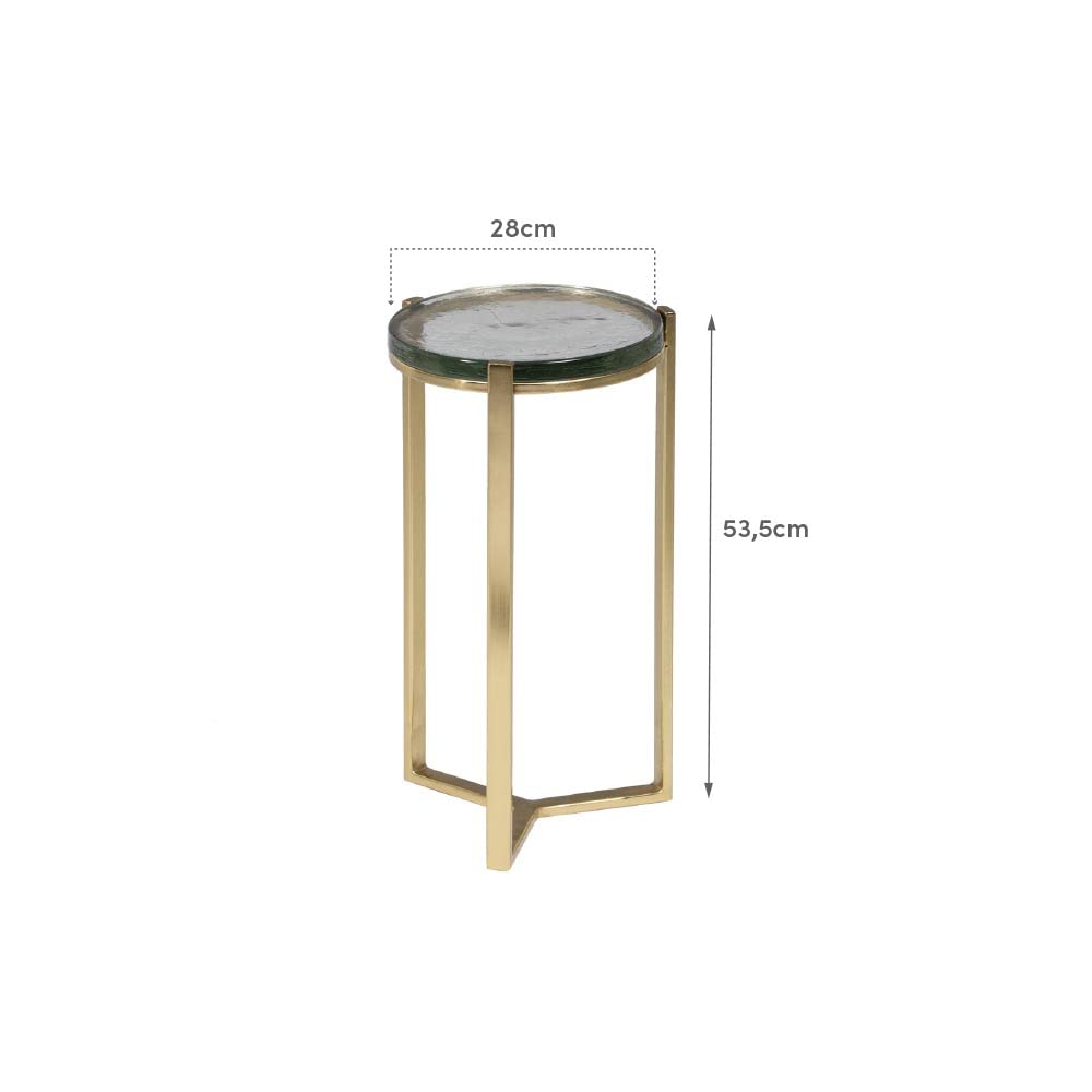 LOLAhome Table d'appoint 28 x 28 x 53,5 cm Verre Doré Métal