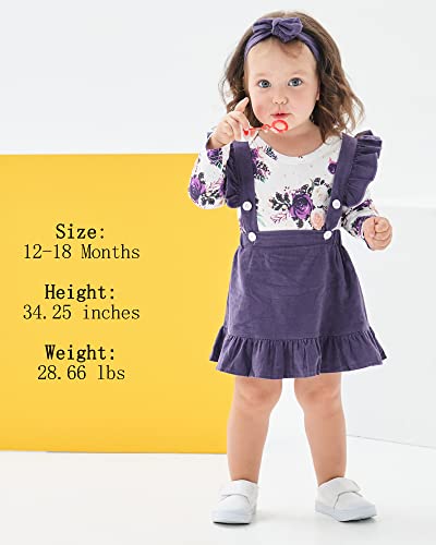 Image of Newborn Baby Girl Clothes Toddler Long Sleeve Ruffle Romper Top Infant Skirt Set Little Girl Overall Dress