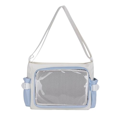 サイドポケット付き配色痛バッグ ショルダー 痛バ a4 大人 推し活 いたばっく クリア ぬいバッグ ブルー [並行輸入品]