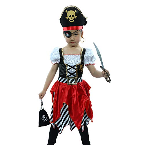 Rabtero Kid's Pirate Costume,Deluxe Pirate Role Play Dress Up Set with Plenty of Toys for Boys and Girls
