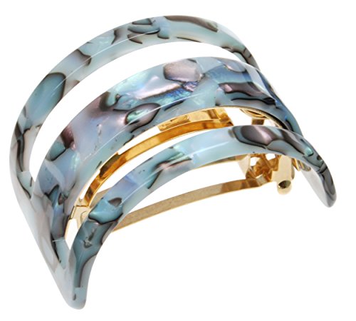 France Luxe Wide Cutout Rectangle Ponytail Barrette - South Sea