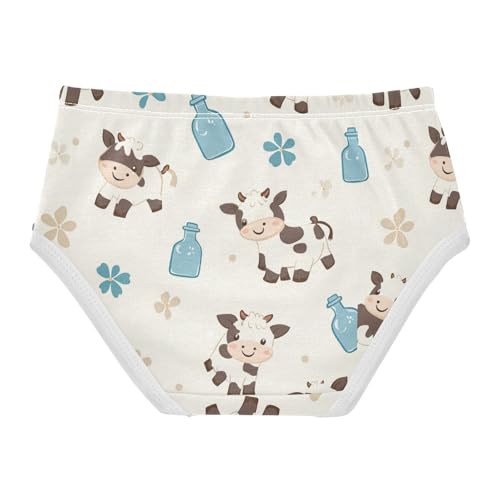 Wusikd Cartoon Cows Girls' Underwear Cotton Milk Bottle Girls Briefs Soft Toddler Underwear 2T2