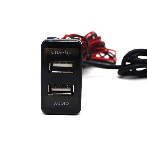 USB Socket Port with Audio Socket for Toyota Vigo Series - MOTONG Car USB Adapter for iPhone X/8/7/6/5, iPad, Samsung,LG,Huawei and More (USB Port+Audio)