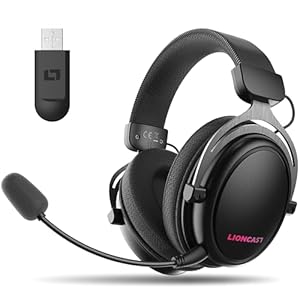 Lioncast® LX80 Gaming Headset mit Mikrofon Wireless [80Std. Akku] – Headset für PS5 Nintendo Switch Headset – Gaming Headset PC – Wireless Gaming Headset Kabellos Bluetooth – Headset Kopfhörer