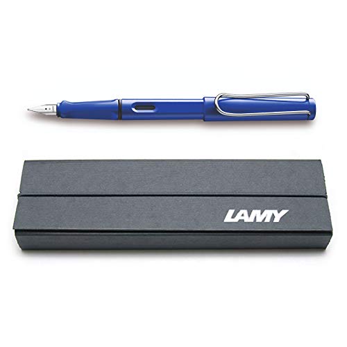 Image of Lamy Safari Fountain Pen, Shiny Blue Barrel - Medium Nib (Blue Fountain Pen with Giftbox)