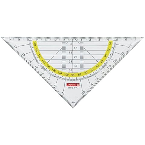 Brunnen 1049754 Geometry Set Square for School and Office, 16 cm, Transparent Cover